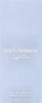 Przednie ujęcie jasnoniebieskiego opakowania Dolce & Gabbana Light Blue Eau de Toilette 50ml.