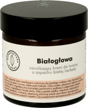MANUFAKTURA PIĘKNA Białogłowa ,krem do twarzy o zapachu białej herbaty, nawilżający,przód