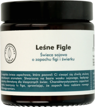 MANUFAKTURA PIĘKNA Leśne Figle ,świeca sojowa o zapachu figi i świerku,przód