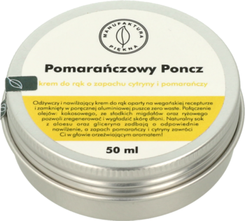 MANUFAKTURA PIĘKNA Pomarańczowy Poncz ,krem do rąk o zapachu cytryny i pomarańczy,przód
