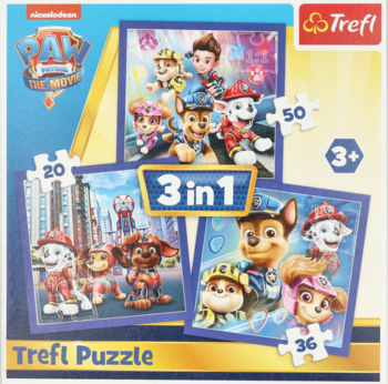 TREFL Paw Patrol ,puzzle, zestaw 3w1, 50 elementów, 3+,przód