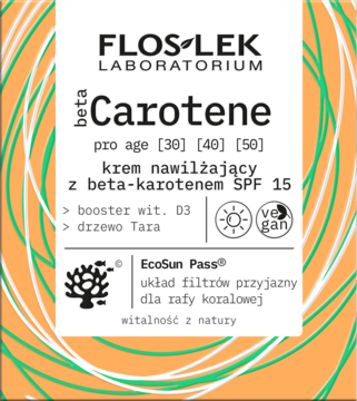FLOSLEK LABORATORIUM betaCarotene ,krem do twarzy, nawilżajacy, z beta-karotenem, SPF 15, na dzień,przód