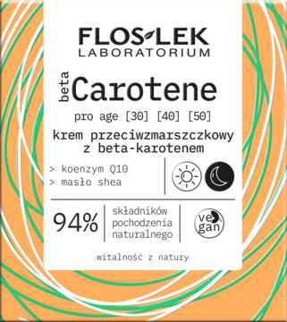 FLOSLEK LABORATORIUM betaCarotene ,krem do twarzy, przeciwzmarszczkowy, z beta-karotenem, dzień/noc,przód