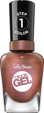 Sally Hansen Miracle Gel lakier 211 One Shell of a Party, rose gold shimmer, widok z przodu.