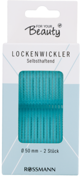 FOR YOUR Beauty samoprzylepne wałki do włosów Ø 50 mm, turkusowe, 2 sztuki, w białym opakowaniu.