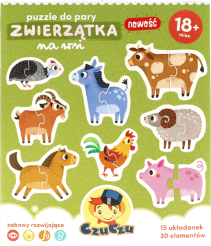 Edukacyjne puzzle Czuczu "Zwierzątka na wsi", 9 zwierząt gospodarskich, kolorowe, widok z przodu.