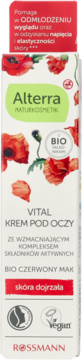 Alterra Vital Krem pod oczy, białe pudełko z czerwonymi makami, dla skóry dojrzałej, BIO czerwony mak.