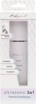 Białe opakowanie Ewa Schmidt Ultrasonic 3w1 Peeling Kawitacyjny, widok z przodu na urządzenie do skóry.