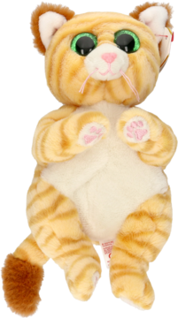 Pluszowa maskotka TY Beanie Boos kota, pomarańczowo-biały w paski, zielone oczy, widok przodem z brzuszkiem.