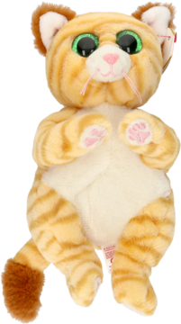 Pluszowa maskotka TY Beanie Boos kota, pomarańczowo-biały w paski, zielone oczy, widok przodem z brzuszkiem.