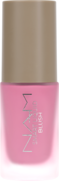 NAM Smart Liquid Blush w matowej, różowej butelce z beżową zakrętką, srebrny napis, widok z przodu.