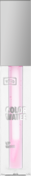 Różowy błyszczyk Wibo Color Water z formułą pH, w smukłej, przezroczystej tubce, widok z przodu.