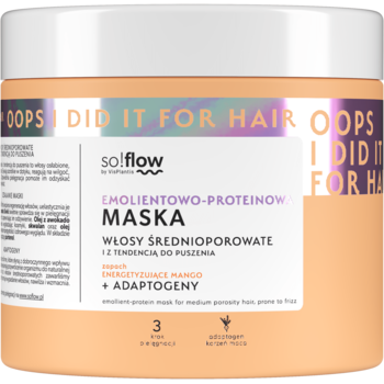 SO!FLOW BY VIS PLANTIS ,maska do włosów średnioporowatych, emolientowo-proteinowa, zapach energetyzujące mango,przód