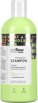 SO!FLOW BY VIS PLANTIS ,szampon do włosów  niskoporowatych, humektantowy, zapach odświeżającej mięty z aloesem,przód