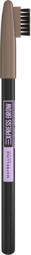 Maybelline Express Brow Shaping Pencil: brązowa kredka do brwi z pędzelkiem, pionowy widok.