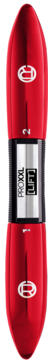 Błyszczący, metaliczny, czerwony tusz L'Oréal PRO XXL LIFT do podkręcania rzęs, pionowo, z widocznym logo.