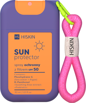 HISKIN Sun Protector ,spray ochronny z filtrem SPF 50, dla dzieci,przód
