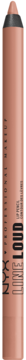 NYX Line Loud Lip Liner, matowa kredka w odcieniu nude, pionowo, z czarną opaską i ostrą końcówką.