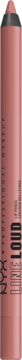 Line Loud Lip Liner w różowo-złotej, błyszczącej tubce, pionowo ustawionej, z rozmytym tekstem. Widok z przodu.