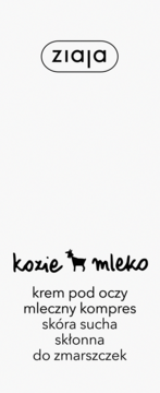 Ziaja Kozie Mleko krem pod oczy, mleczny kompres dla suchej skóry skłonnej do zmarszczek. Białe tło.