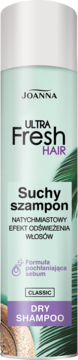 Joanna Ultra Fresh suchy szampon Classic w miętowej butelce, widok z przodu.