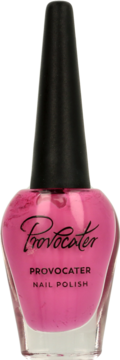 Provocater Nail Polish, odcień Coctail Berry. Szklana butelka z czarną stożkową nakrętką, widok z przodu.