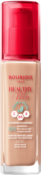 Bourjois Healthy Mix Radiant Foundation 52.5C Rose Beige, vegan, vitamins C, B5, E, bottle, front.