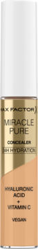 Max Factor Miracle Pure Concealer, beżowa butelka, kwas hialuronowy, witamina C, vegan, przód.