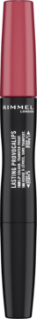 Rimmel London Lasting Provocalips pomadka w płynie, czarna butelka, bordowa nakrętka, widok z przodu.