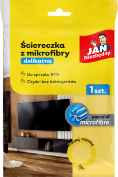 JAN NIEZBĘDNY ,ściereczka do sprzątania RTV, z mikrofibry, delikatna,przód