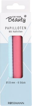 Papiloty For Your Beauty Ø 15 mm, 6 sztuk, różowo-niebieskie, do objętości, w kartonowym opakowaniu.