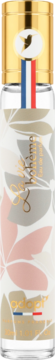 Adopt' La Vie Bohème woda perfumowana. Smukła butelka, złoty korek, francuska flaga, różowo-szary wzór.