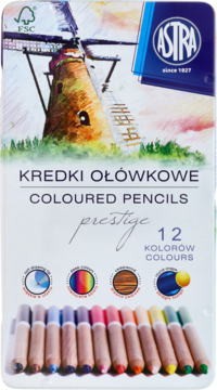 ASTRA Prestige ,kredki ołówkowe, 12 kolorów, Prestige, zestaw,przód