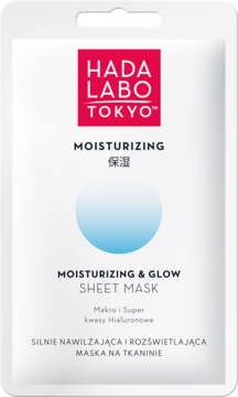 HADA LABO TOKYO Moisturizing ,maska w płachcie, nawilżająco-rozświetlająca,przód