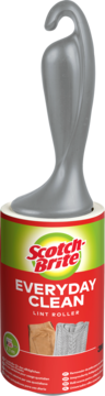 Scotch-Brite Everyday Clean rolka czyszcząca do ubrań, srebrny uchwyt, czerwono-zielona etykieta.