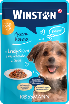 WINSTON Pyszna karma ,karma pełnoporcjowa mokra dla dorosłych psów, z indykiem i marchewką w sosie,przód