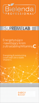 Bielenda Supremelab, energetyzujący krem z ultrastabilną Witaminą C, pomarańczowe opakowanie, widok z przodu.