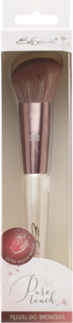 Ewa Schmitt Pure Touch pędzel do bronzera, z brązowym włosiem i różowozłotą skuwką, widok z przodu w opakowaniu.