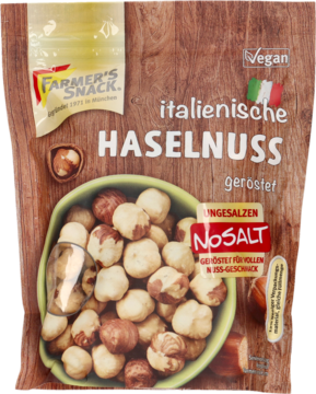 FARMER'S SNACK ,orzechy laskowe prażone, bez dodatku tłuszczu,przód