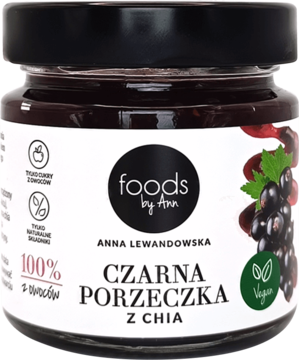 FOODS BY ANN ,dżem, 100% owoców, czarna porzeczka z chia,przód
