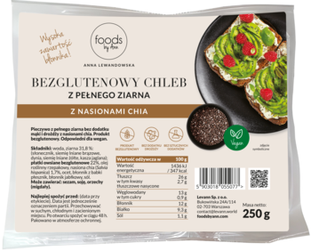FOODS BY ANN ,bezglutenowy chleb, z nasionami chia,przód