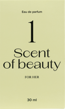 Kremowe pudełko Scent of beauty N°1 woda perfumowana 30ml, z eleganckim czarnym napisem i dużym "1".
