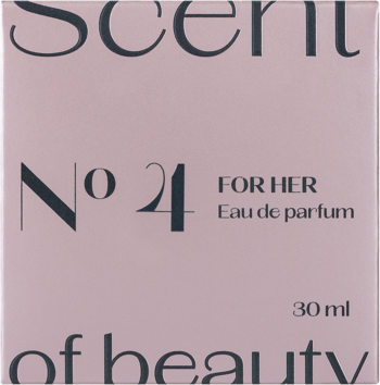Bladoróżowe matowe pudełko Scent of beauty N°24 Eau de parfum dla kobiet 30ml, widok z przodu.