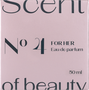 Różowe pudełko wody perfumowanej Scent of beauty N°4 For Her Eau de parfum 50 ml, widok z przodu.
