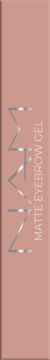 NAM Matte Eyebrow Gel, różowo-złota, prostokątna tubka z matowym wykończeniem, z przodu srebrny napis NAM.