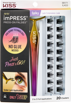 KISS imPress ,sztuczne rzęsy, kępki, samoprzylepne, ILK03, zestaw,przód