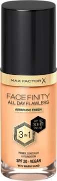Max Factor Facefinity All Day Flawless matujący 3w1 podkład SPF 20 W70 Warm Sand, widok przód.