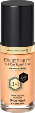 Max Factor Facefinity All Day Flawless matujący 3w1 podkład SPF 20 W70 Warm Sand, widok przód.