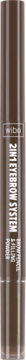 WIBO 2in1 Eyebrow System nr 3, brązowa kredka w sztyfcie z rozmazanym tekstem, widok z przodu.
