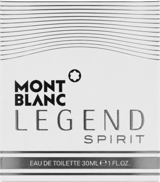 Mont Blanc Legend Spirit Eau de Toilette 30ml, białe opakowanie z czarnym napisem, widok z przodu.